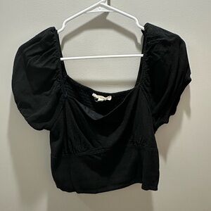 PacSun Black Linen Blend Blouse